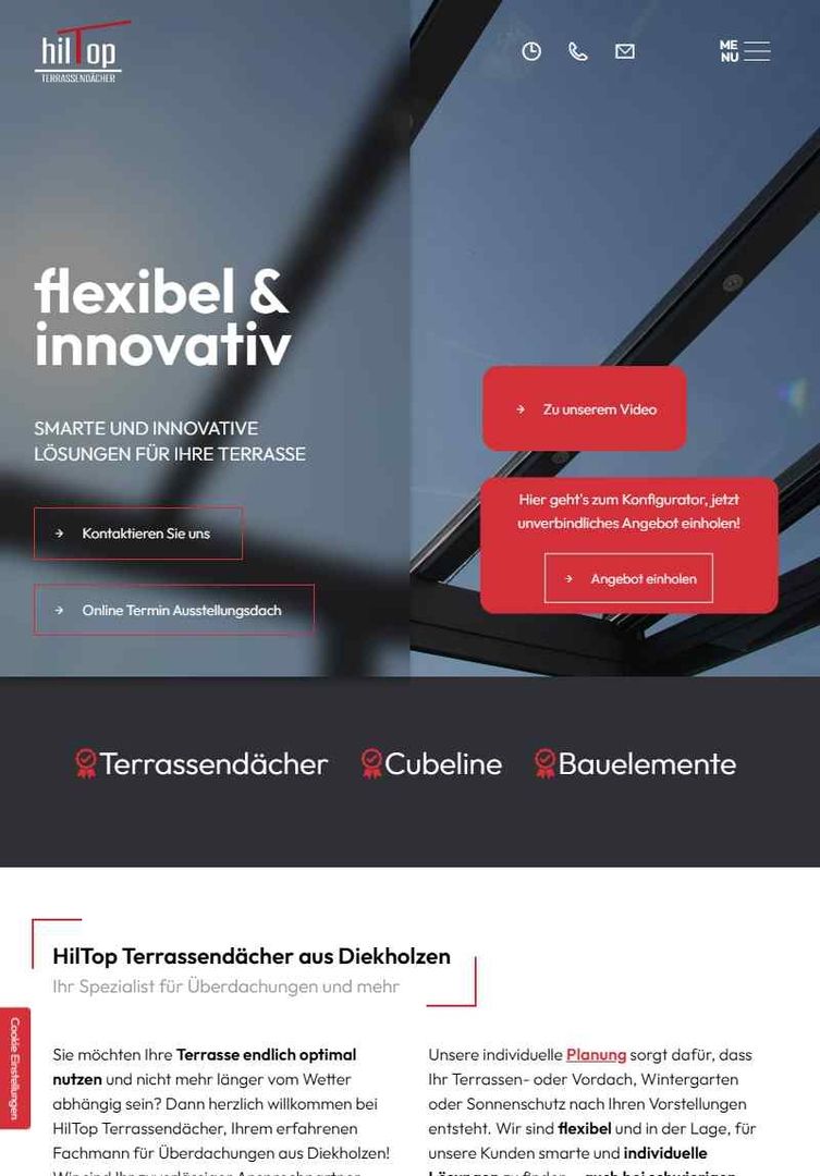 HilTop Terrassendächer | Tablet